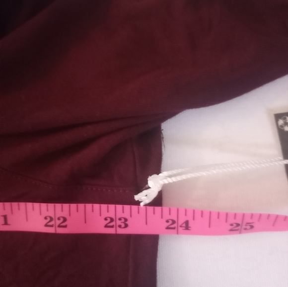 Worthington Burgundy Draped Off Shoulder Cowl Neck Long Sleeve Boho Casual Shirt - Picture 8 of 8